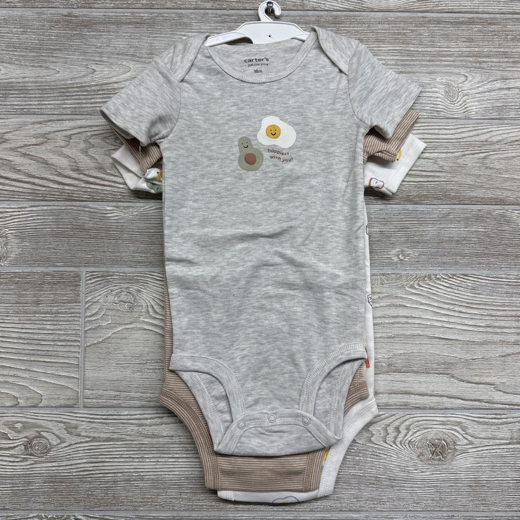 NEW 3 Pk Bodysuit Eggs, Avacado & Bananas 18M