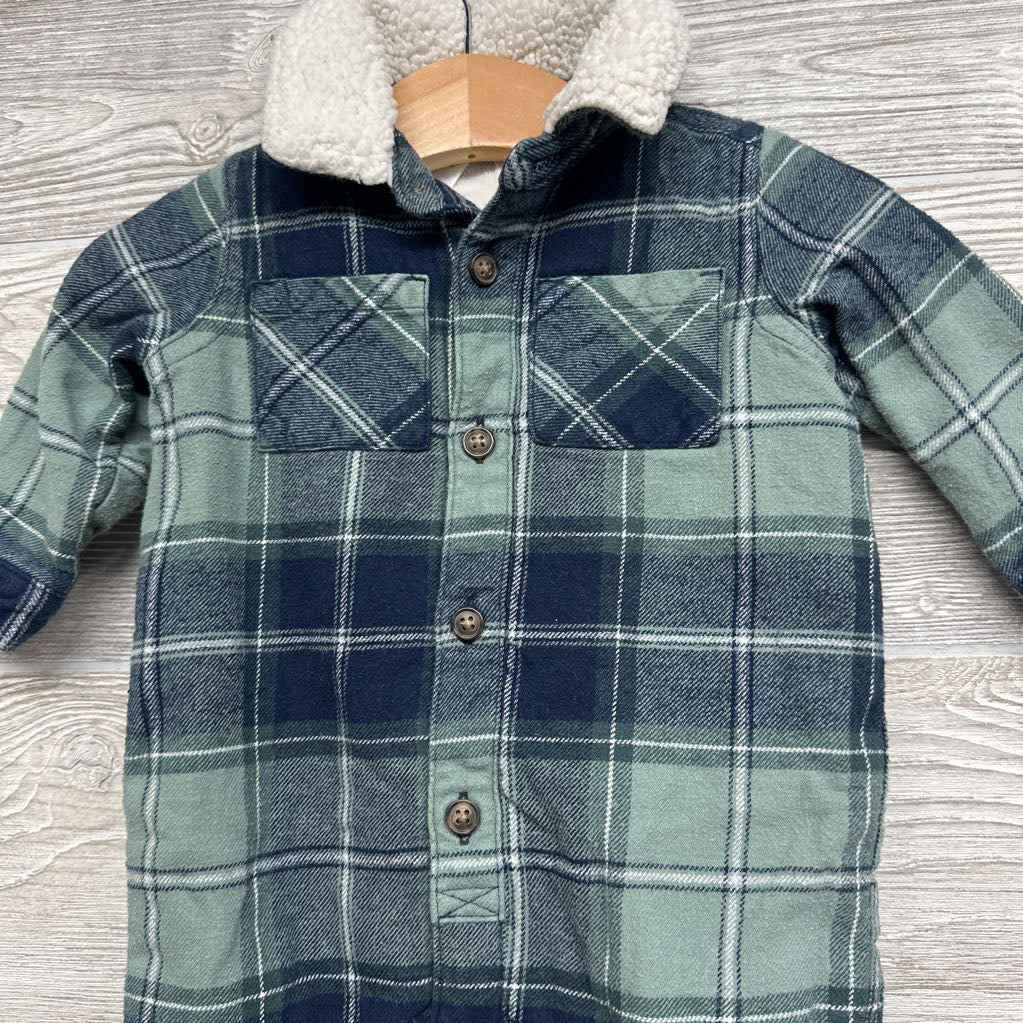 Fleece Plaid Outfit Sherpa Collar 6M