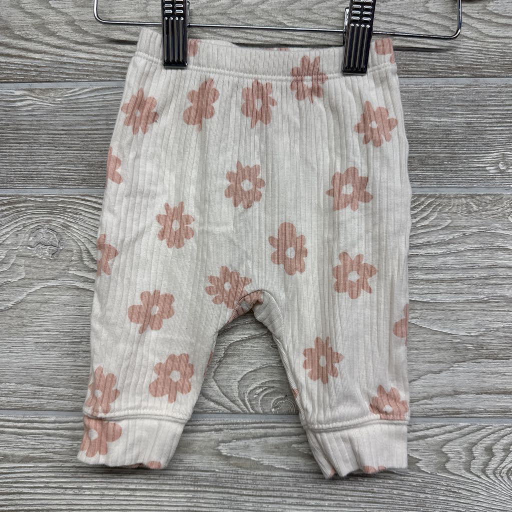 Ribbed LS Bodysuit & Pants Flowers 0-3M