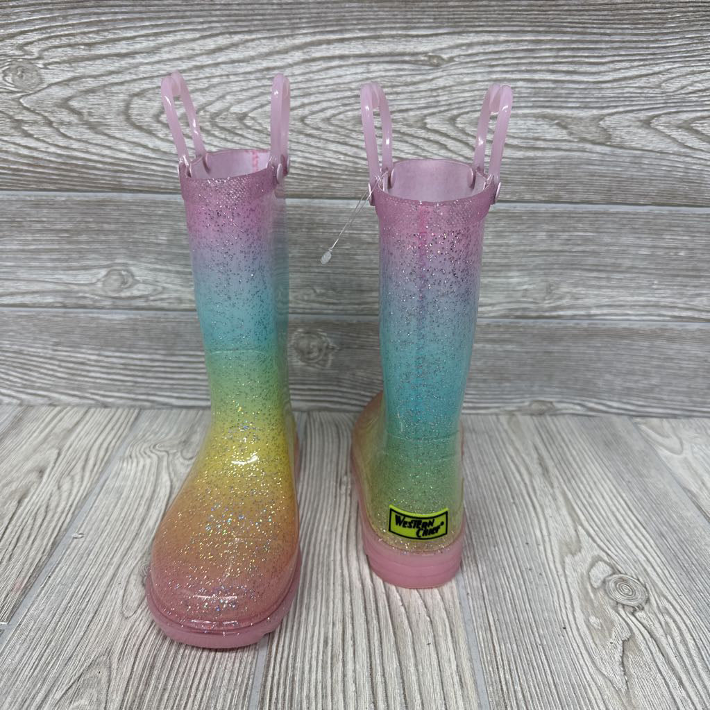 Glitter Ombre Light Up Rain Boots 11c