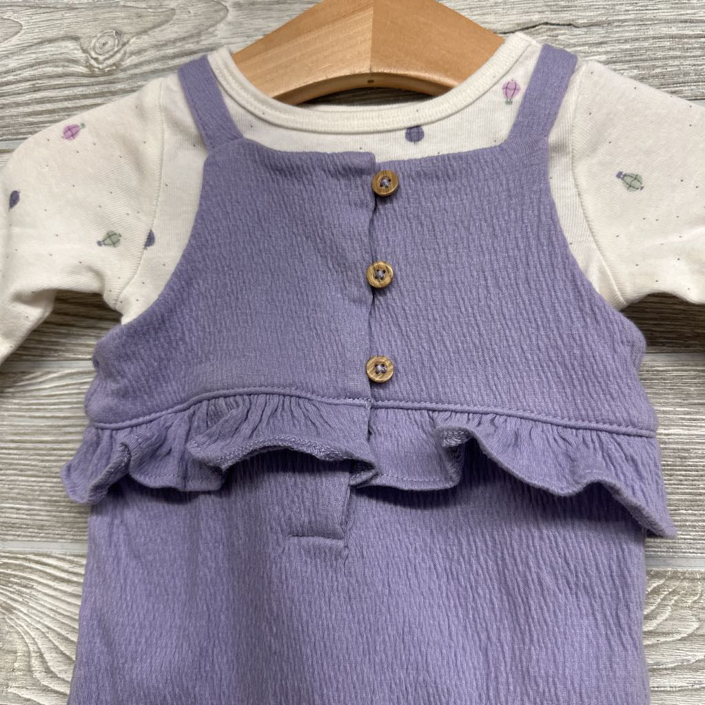 Textured Overalls Ruffle & LS Shirt Hot Air Balloons 3M