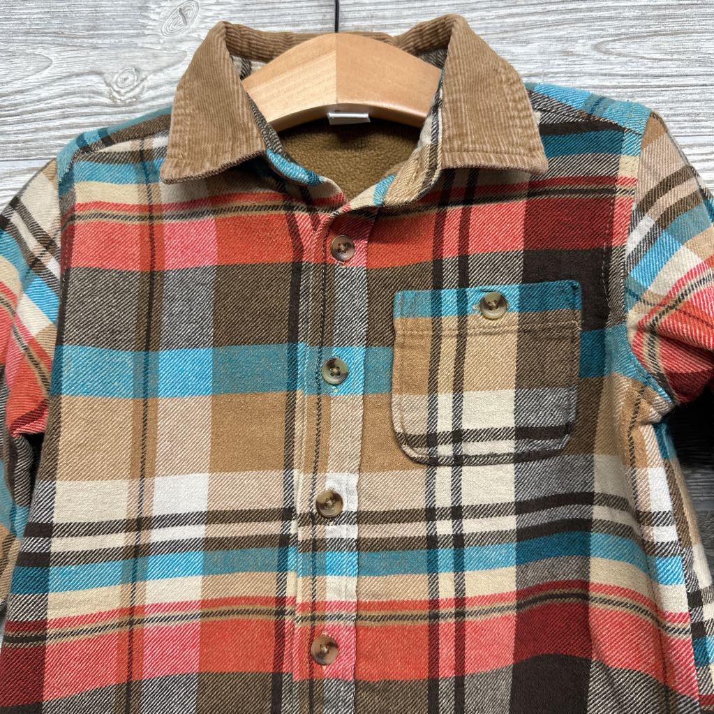 Fleece Lined Plaid Button Up Shirt 3t