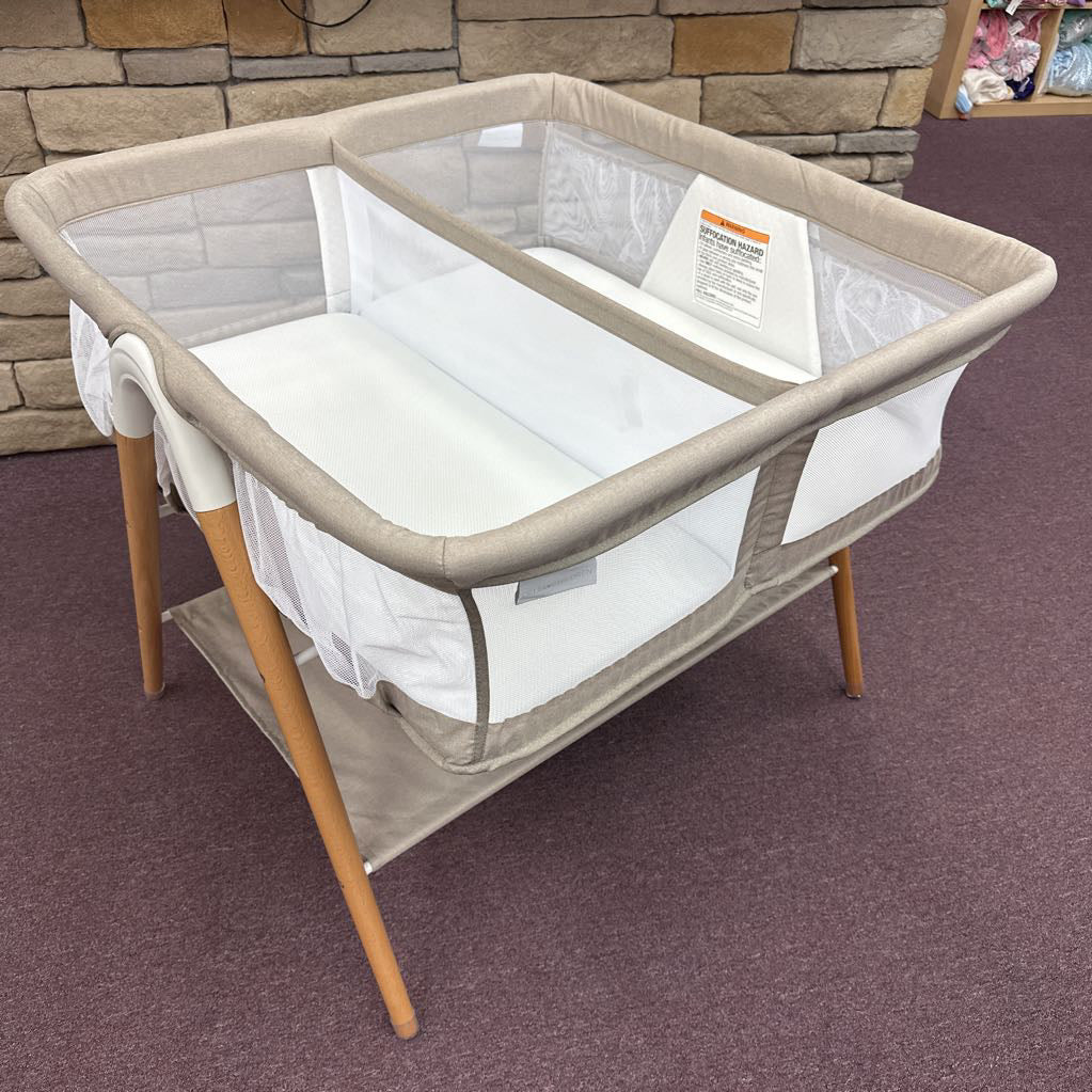 Bondi Beechwood Twin Bassinet with PureAir Breathable Mesh Sheet