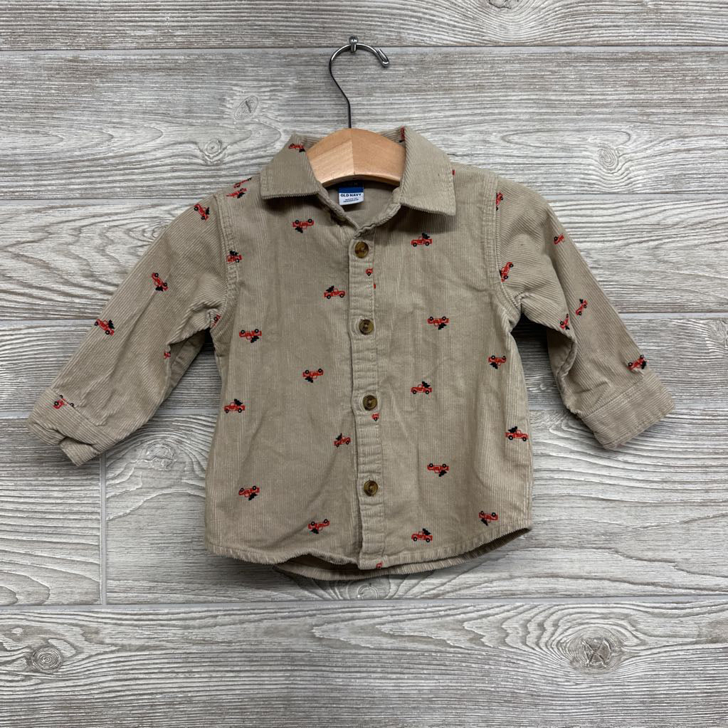 Corduroy Button Up Shirt Red Truck 6-12M