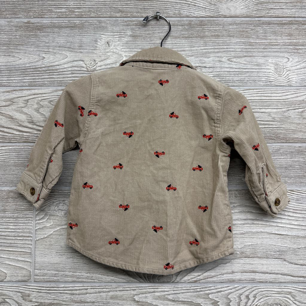 Corduroy Button Up Shirt Red Truck 6-12M