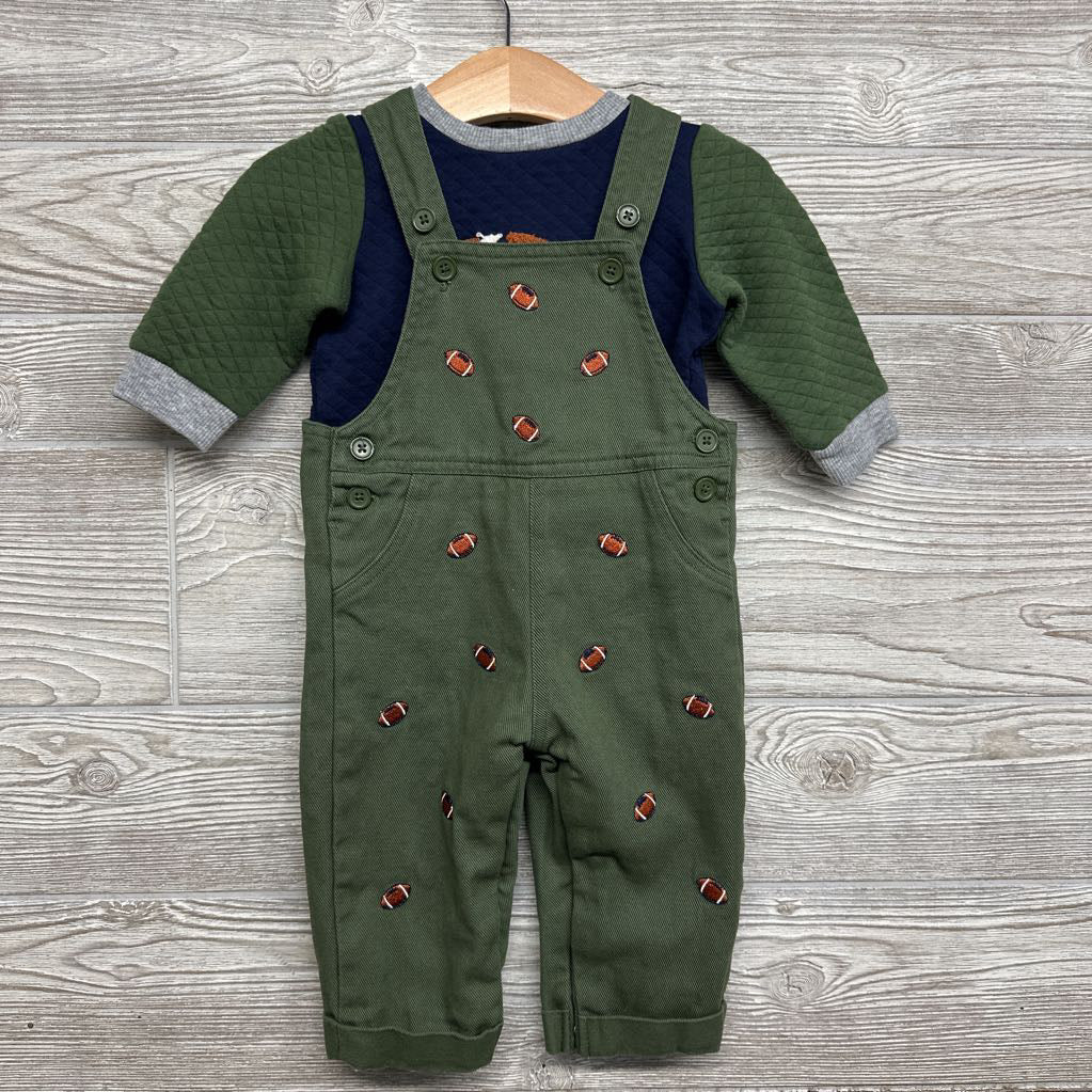 Overalls Footballs & Quilted Crewneck 9M