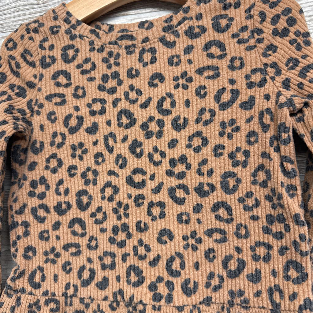 Ribbed Peplum Animal Print Shirt 3t