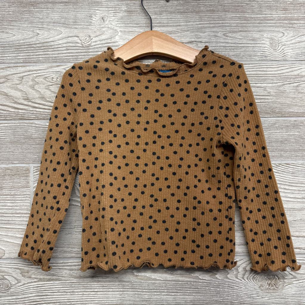 Ribbed Lettuce Trim Shirt Dots 3t