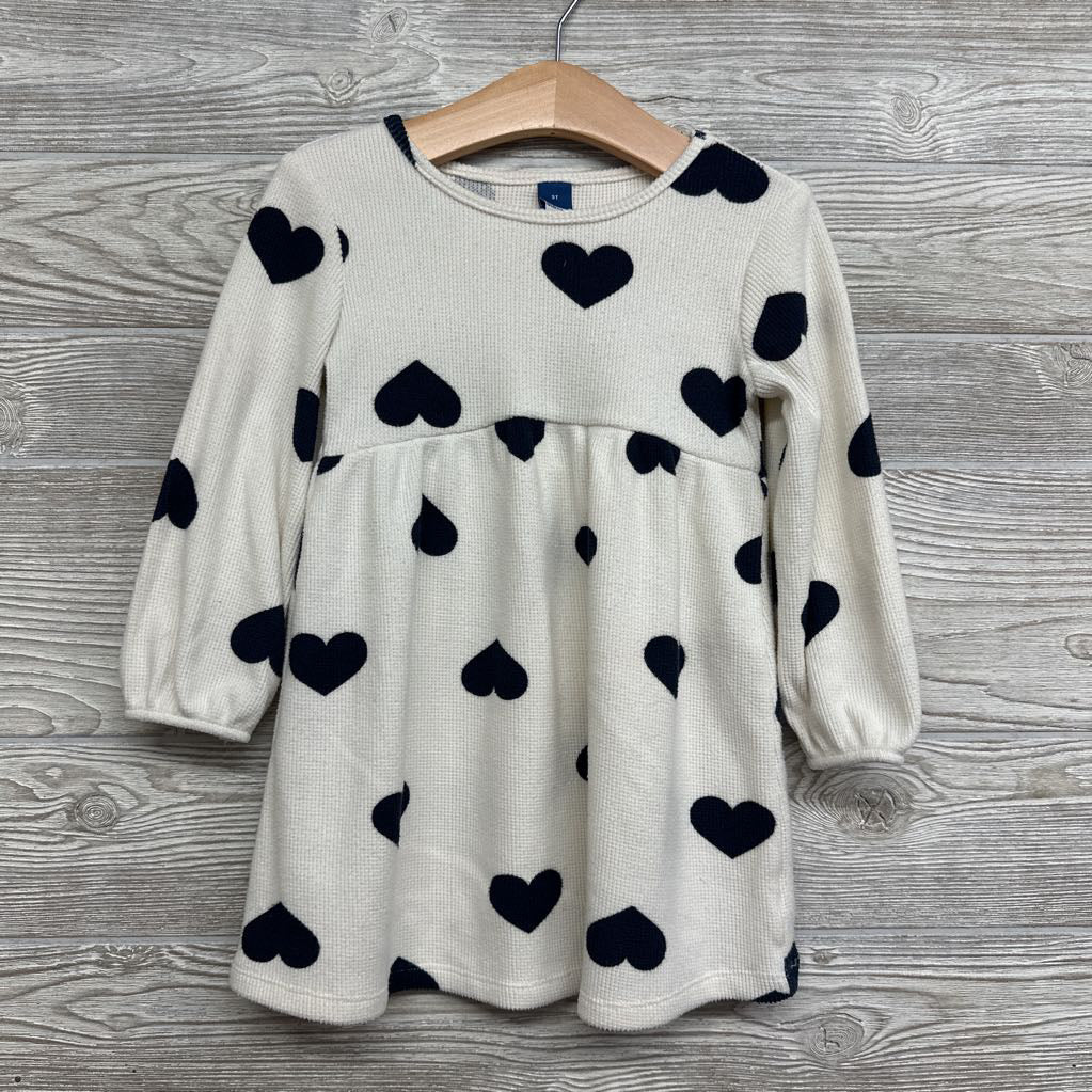 Waffle Knit Dress Hearts 3t