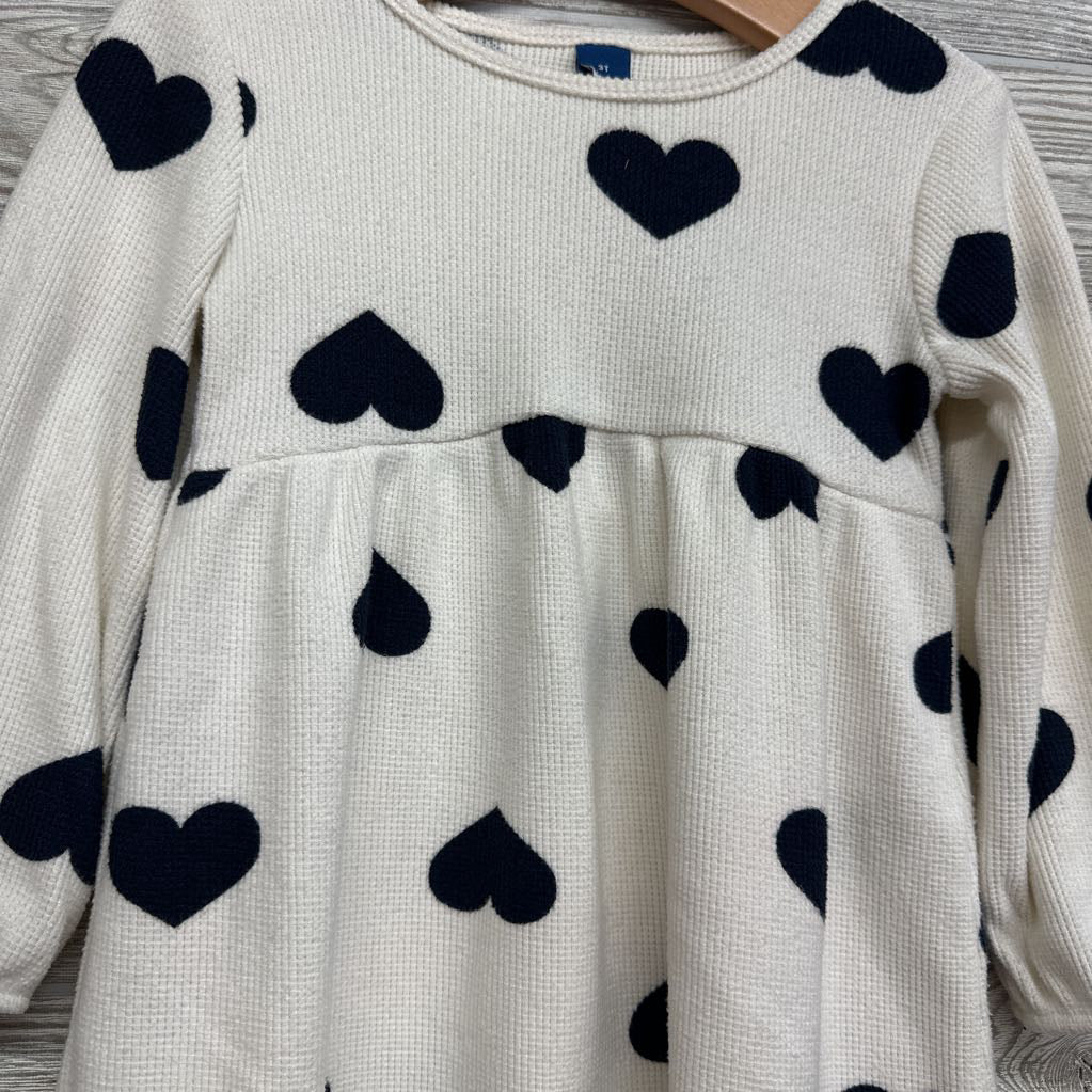 Waffle Knit Dress Hearts 3t