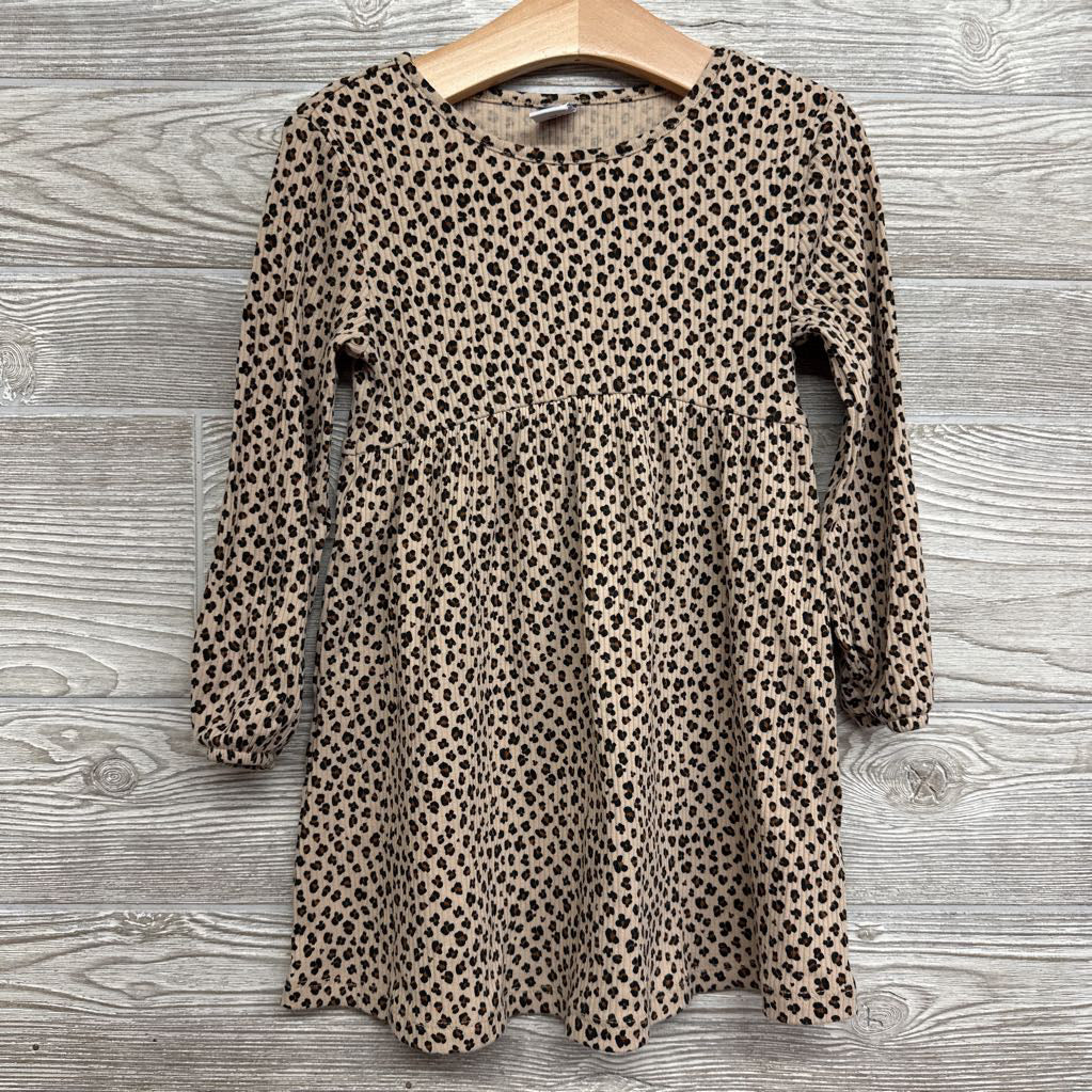 Ribbed LS Dress Animal Print 3t
