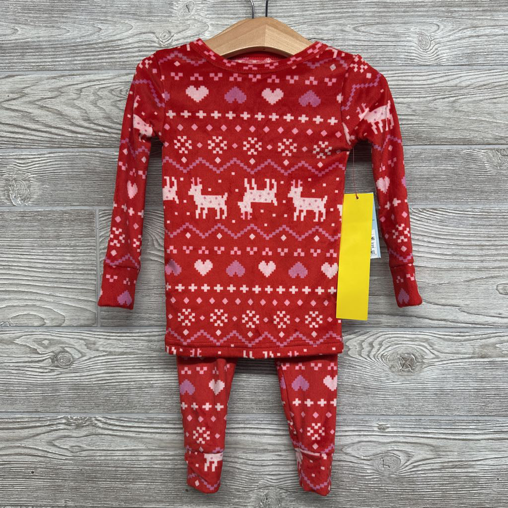 NEW 2 Pc Plush Pj Hearts 2t