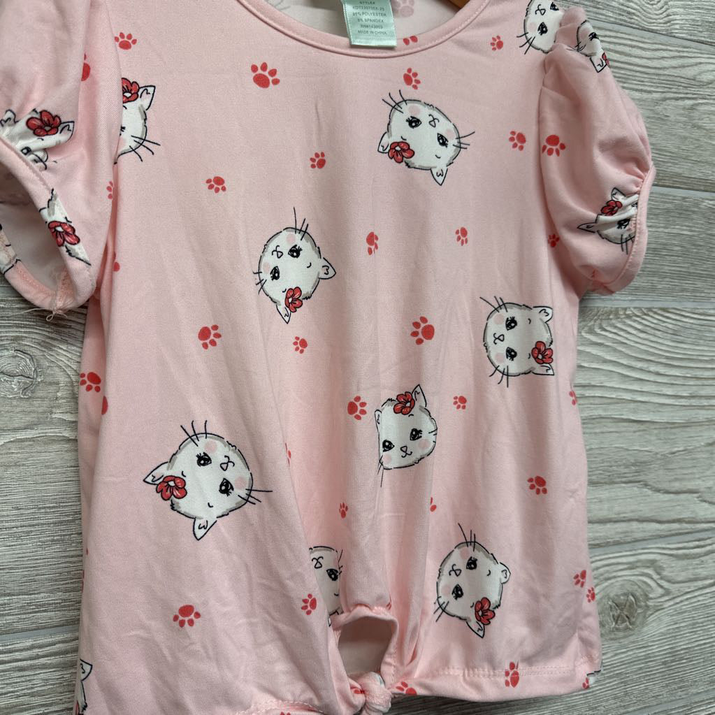 Twist Front Shirt Cats & Paw Prints 6x