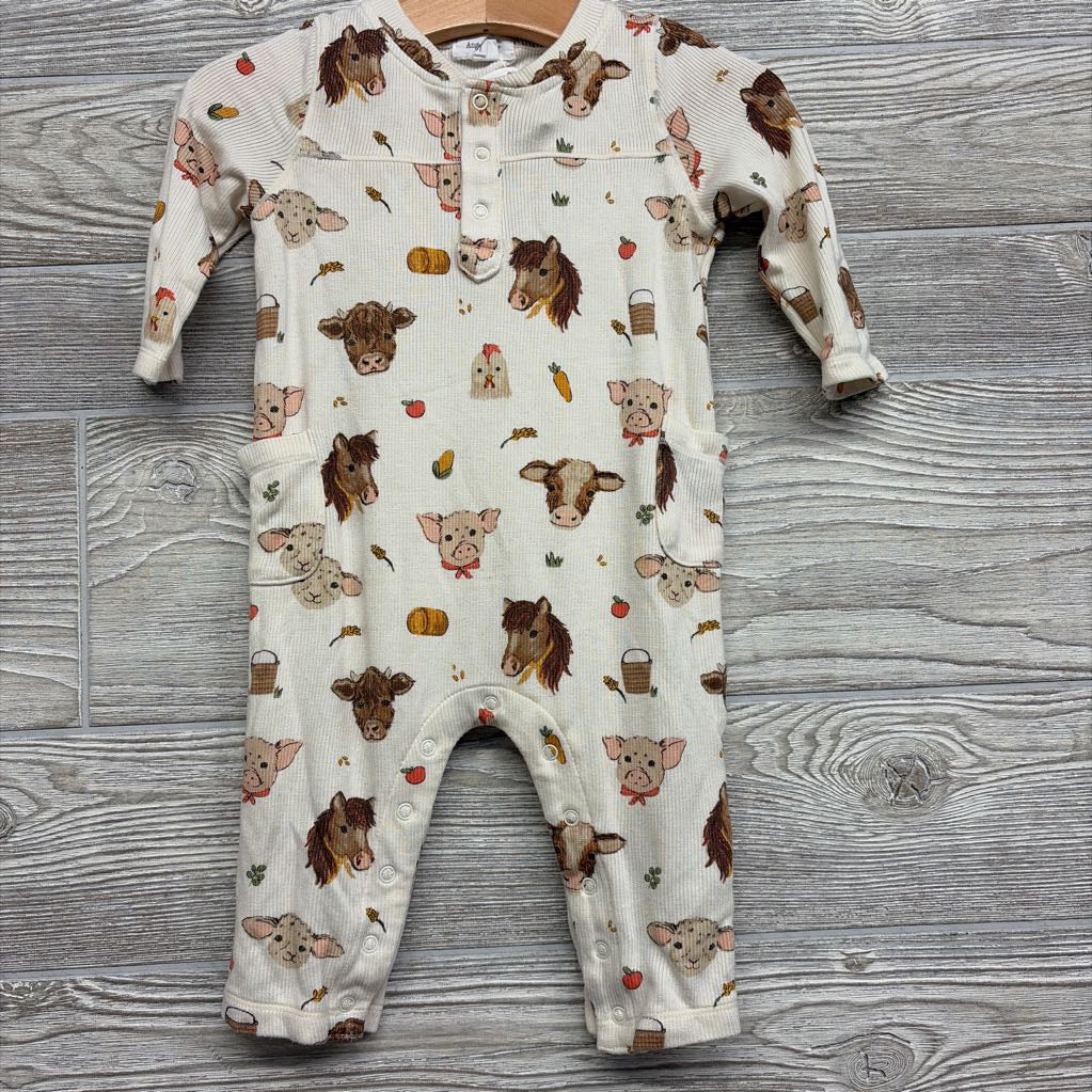 Viscose Coverall Farm Animals 6-12M