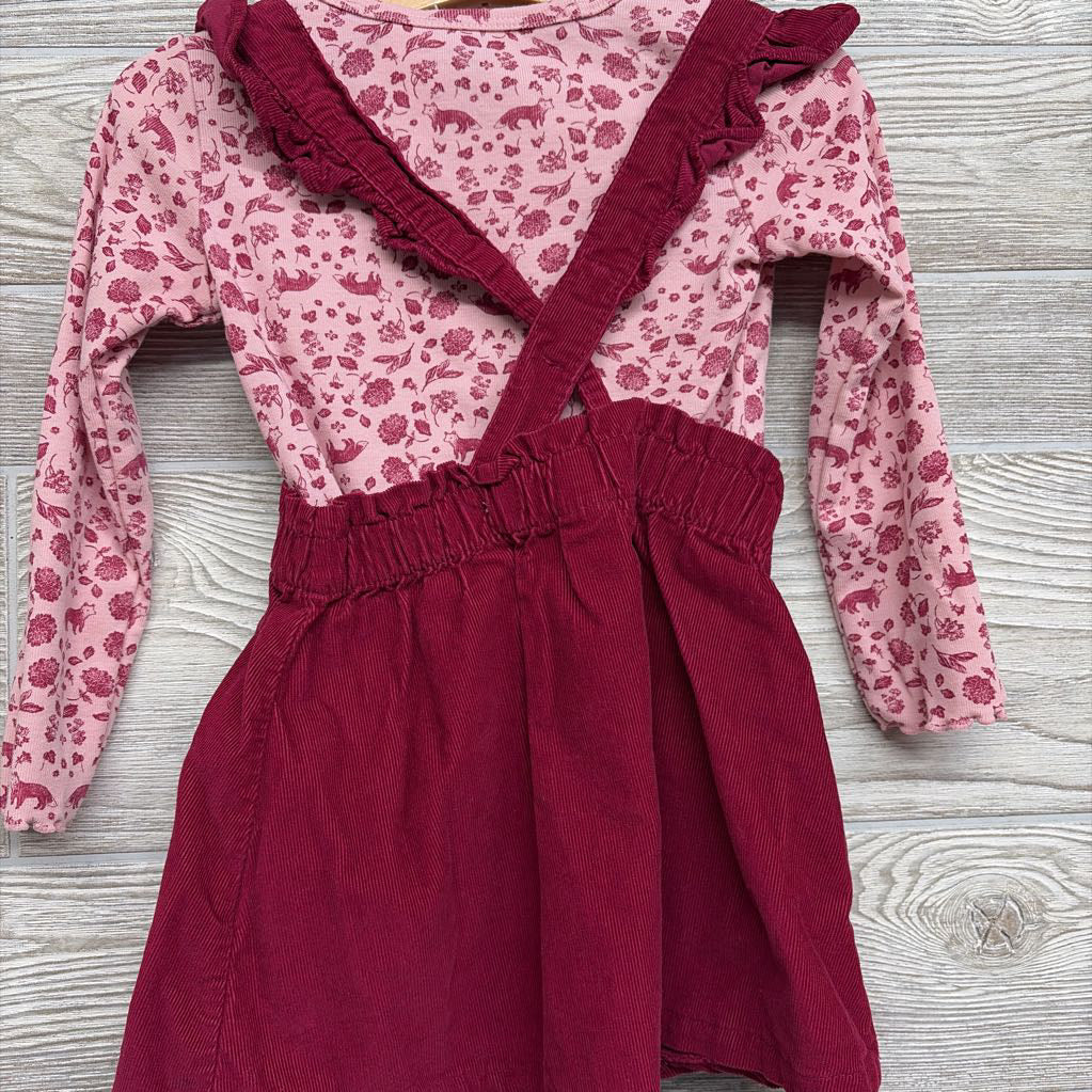 Corduroy Jumper & Lettuce Trim Shirt Flowers 2t