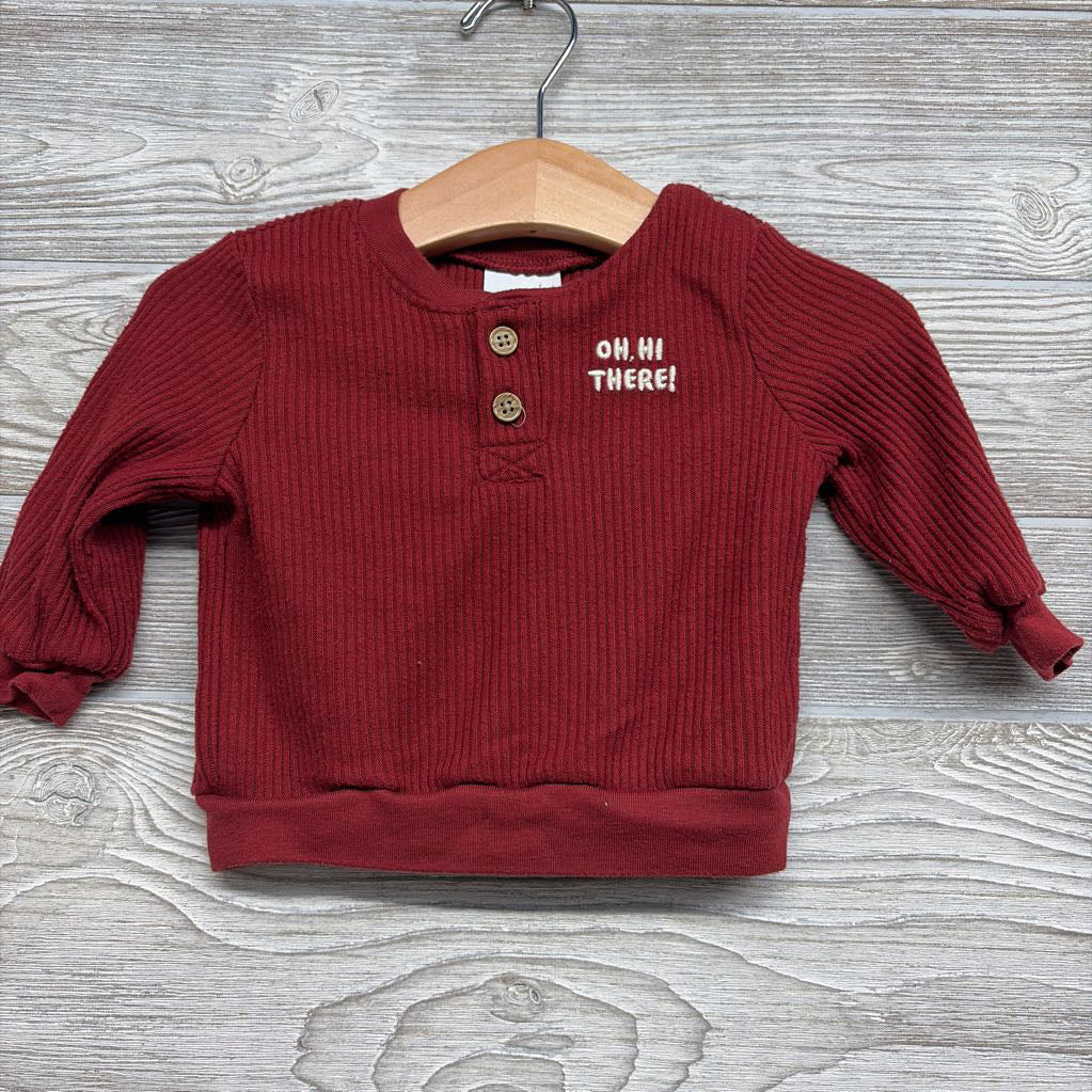 Ribbed Henley Shirt Oh, Hi There 6M