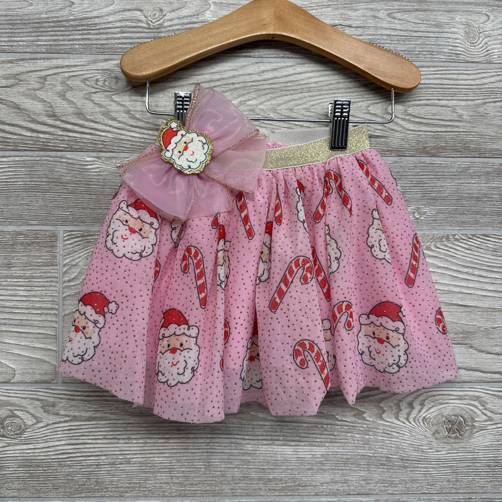 Tulle Skirt Santa & Candy Canes & Hair Bow Santa 3t