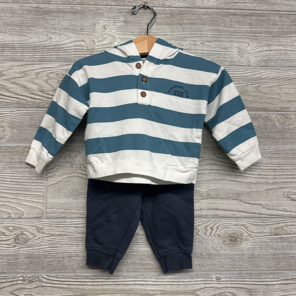 Striped Henley Hoodie Playground & Sweatpants 12M