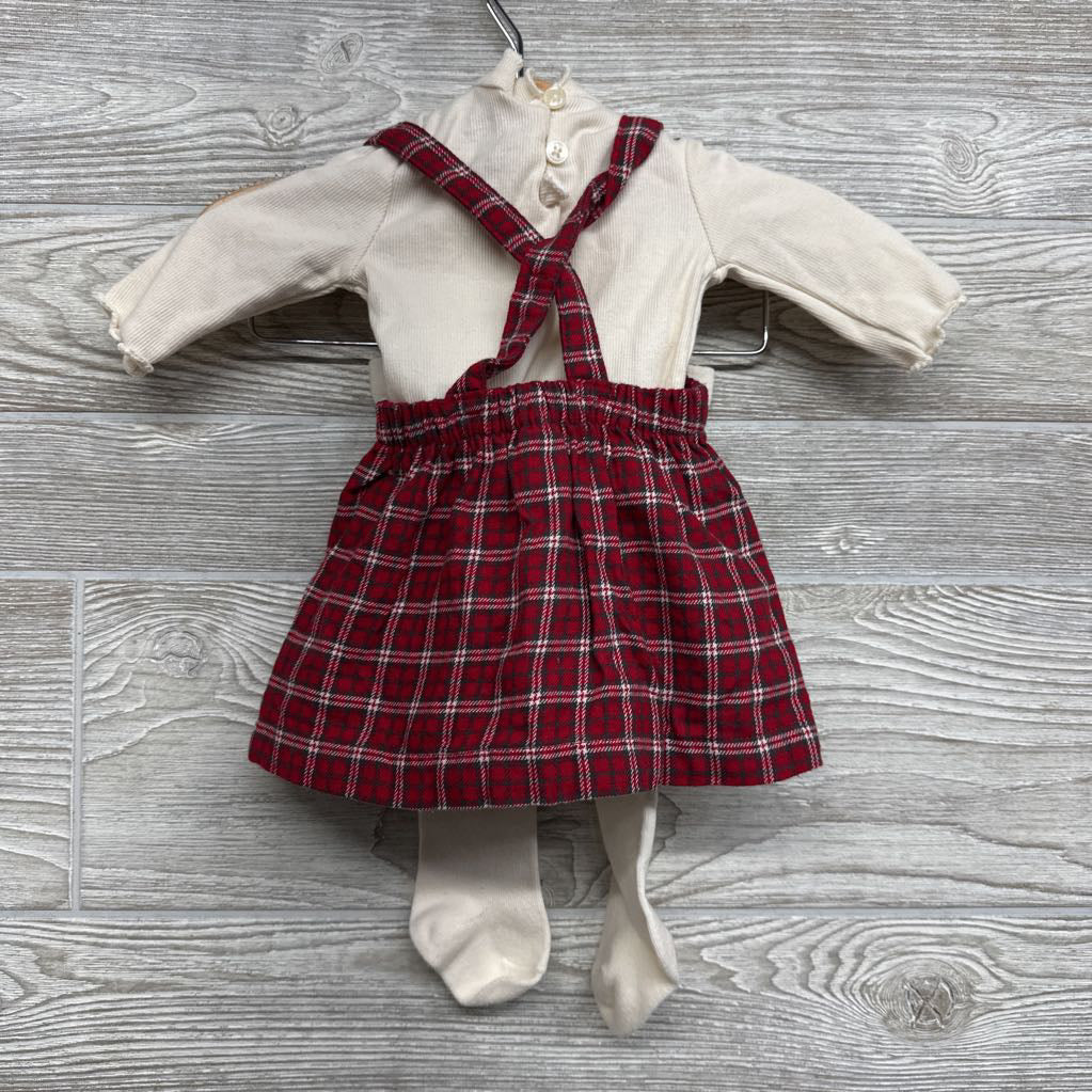 Plaid Jumper & Ribbed Mock Neck Shirt & Tights NB