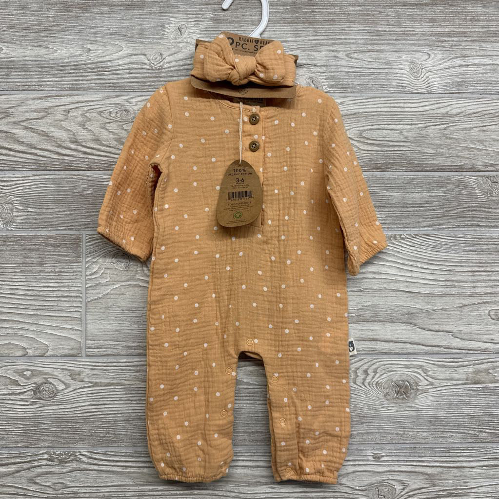 NEW Muslin Outfit W/ Headband 3-6M