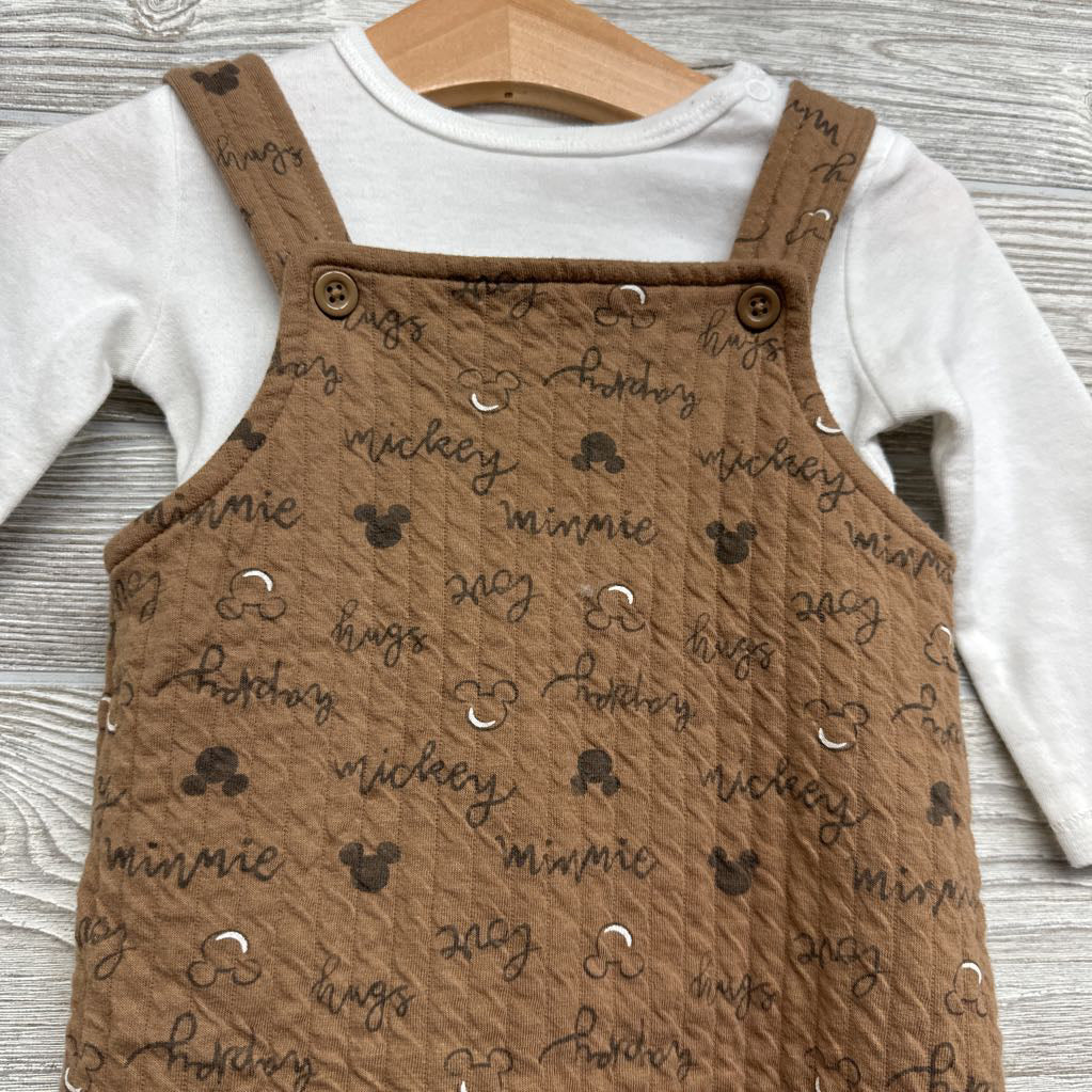 Ribbed Overalls & LS Shirt Minnie Mouse 6-9M