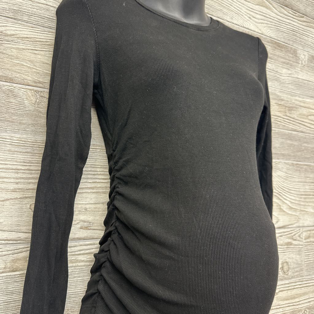 Ruched Ribbed LS Shirt Small