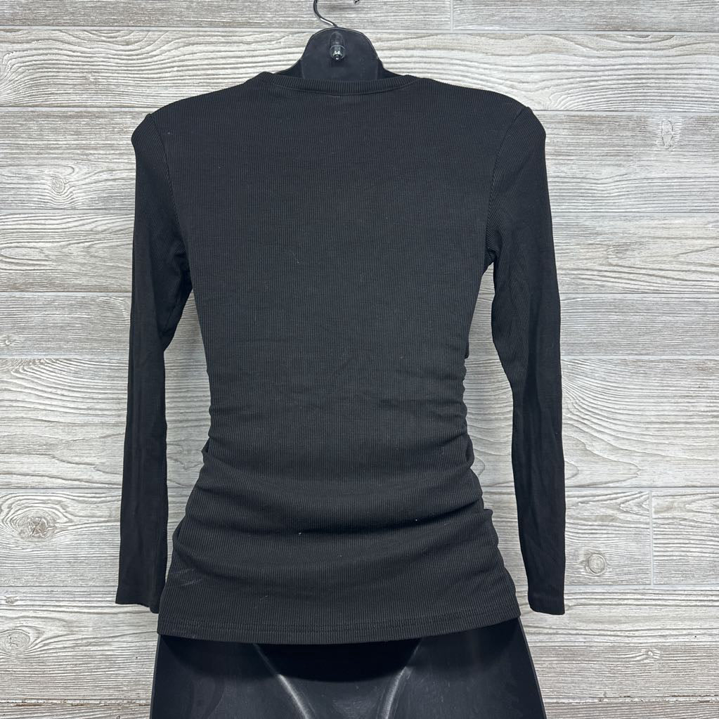 Ruched Ribbed LS Shirt Small