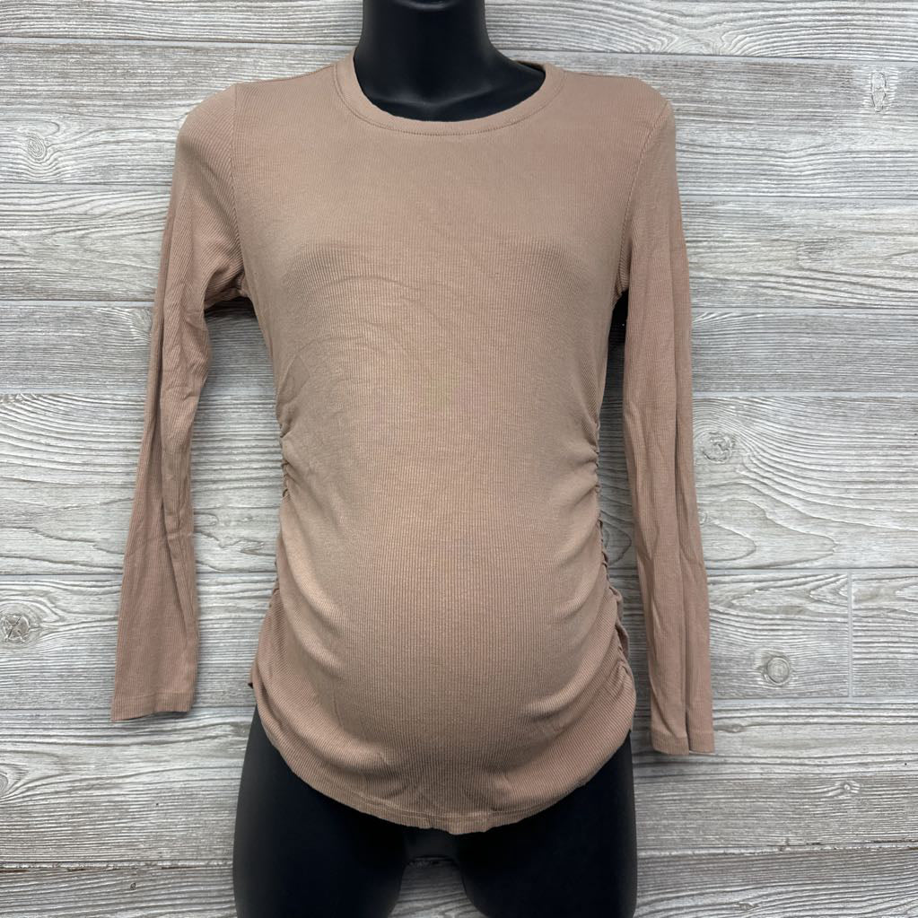 Ruched Ribbed LS Shirt Small