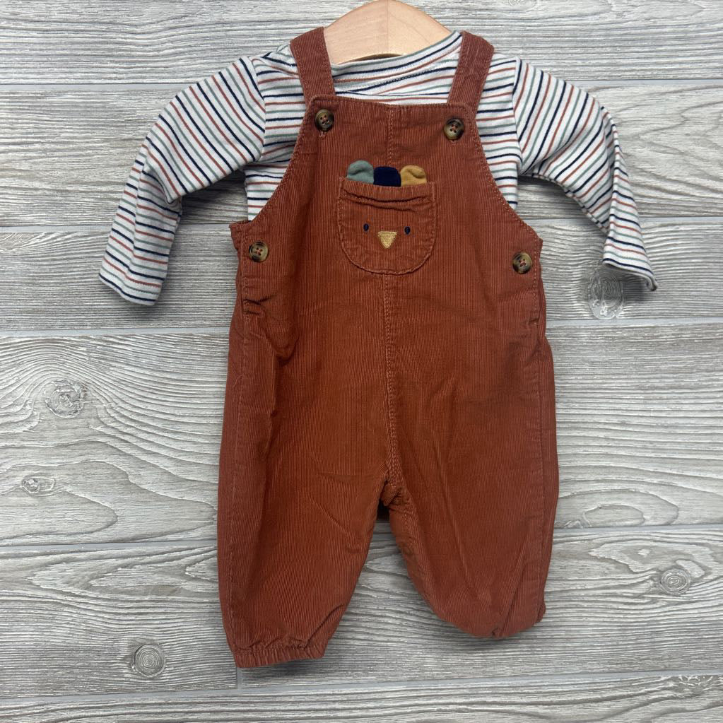 Corduroy Overalls & LS Striped Shirt 3M