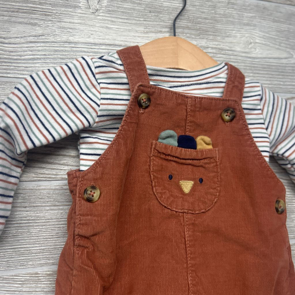 Corduroy Overalls & LS Striped Shirt 3M