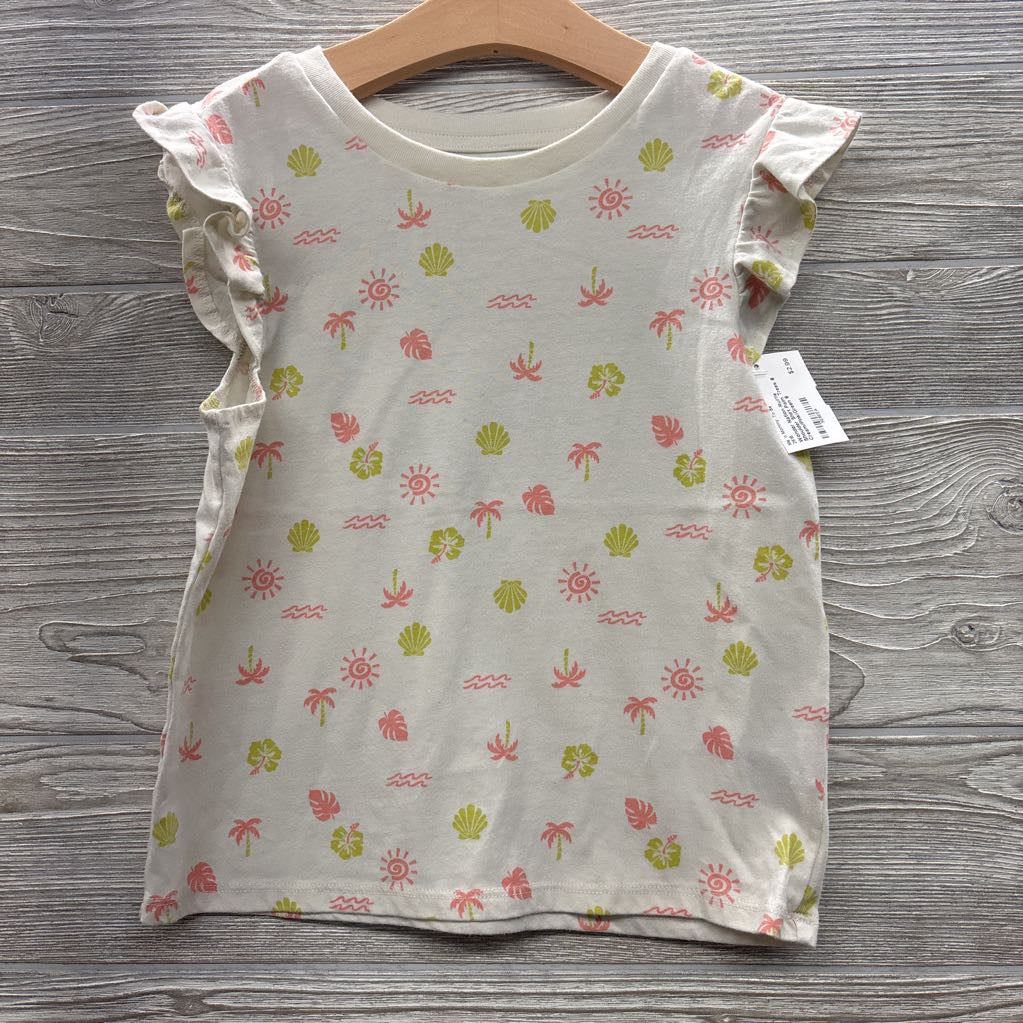 Ruffle Shoulder Shirt Palm Trees 8