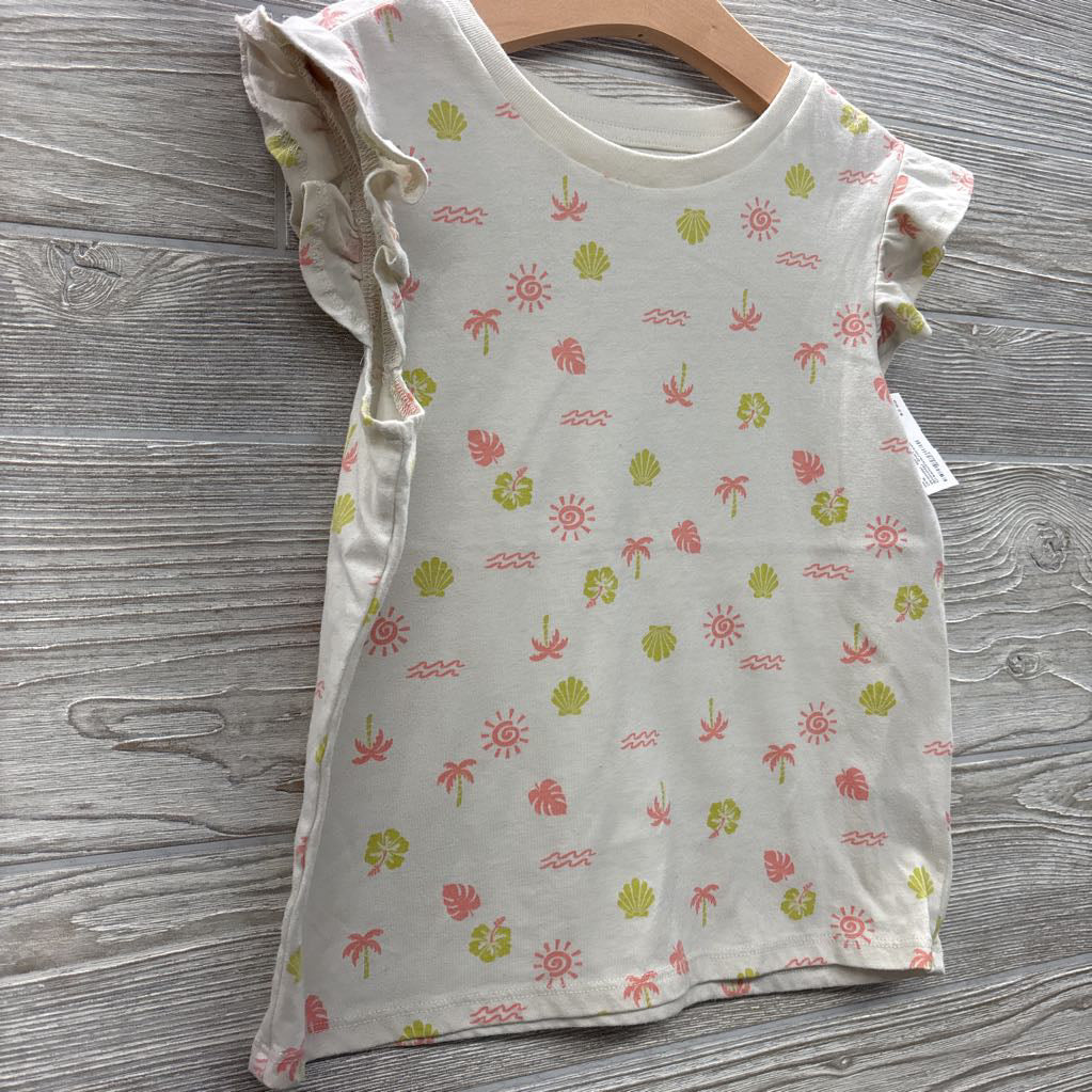 Ruffle Shoulder Shirt Palm Trees 8