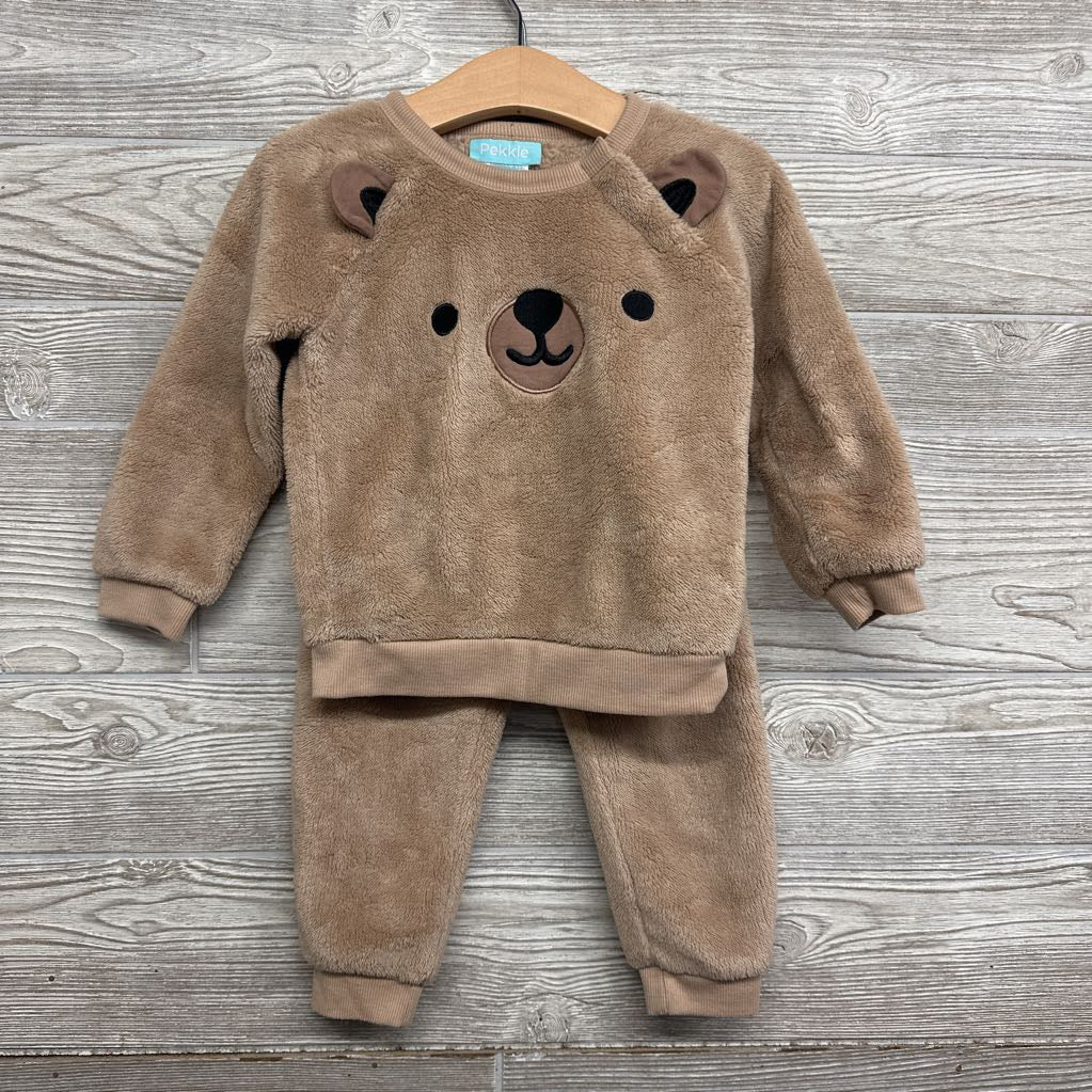2 Pc Outfit Plush Crewneck Bear 24M