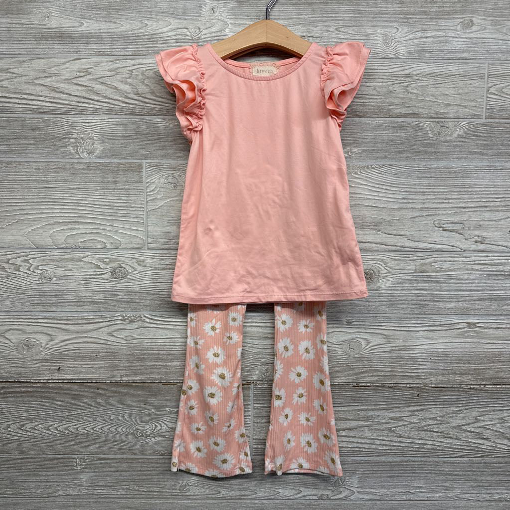 Flutter Sleeve Shirt & Ribbed Flare Pants Flowers 7