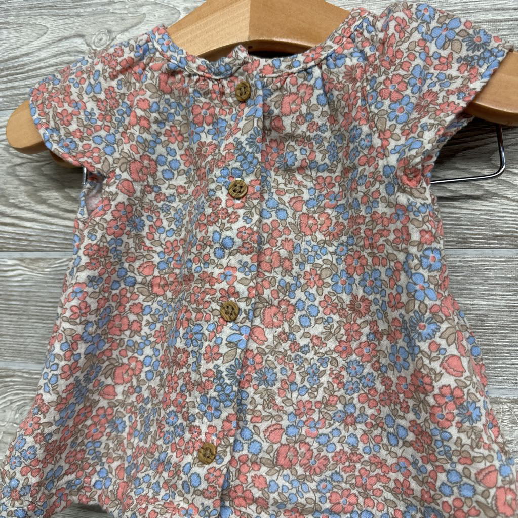 Organic Button Up Shirt & Shorts Flowers 6M