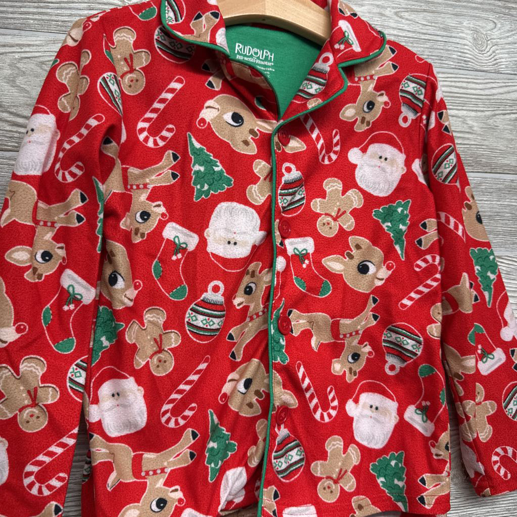 2 Pc Button Up Pj Santa & Rudolph 5t