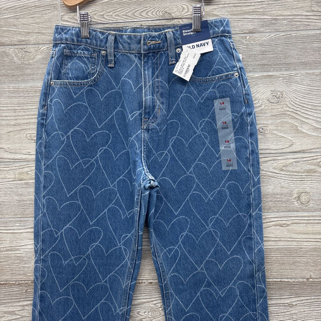 NEW High Rise Slouchy Straight Jeans Hearts 14