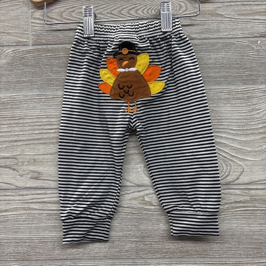 LS Bodysuit My First Turkey Day & Pants Stripes 0-3M