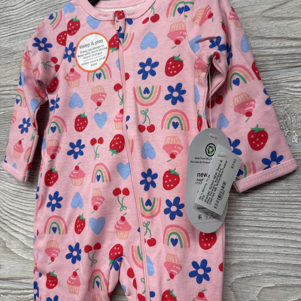 NEW Sleep & Play Flowers, Rainbows, Cherries NB