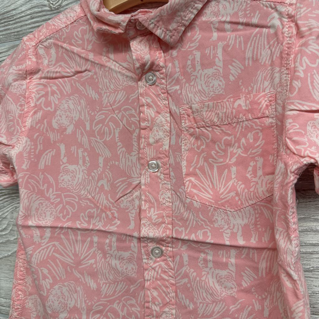 Button Up SS Shirt Tigers & Leaves 4-5