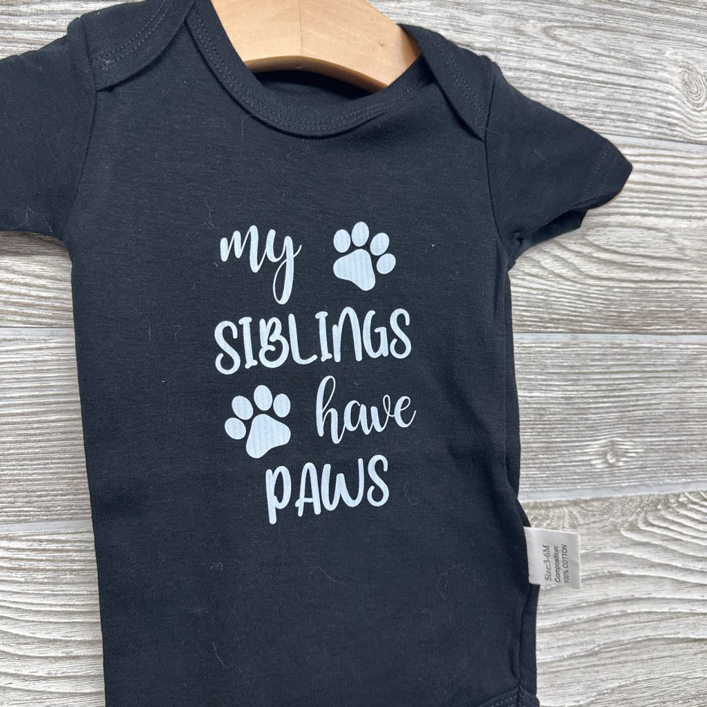 Bodysuit My Siblings Have Paws 3-6M