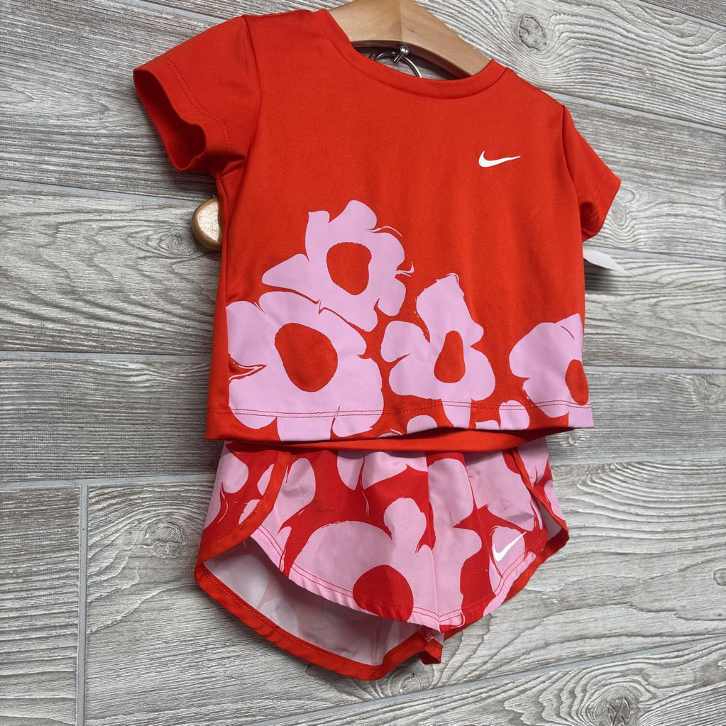 Active Shirt Flowers & Shorts 2t