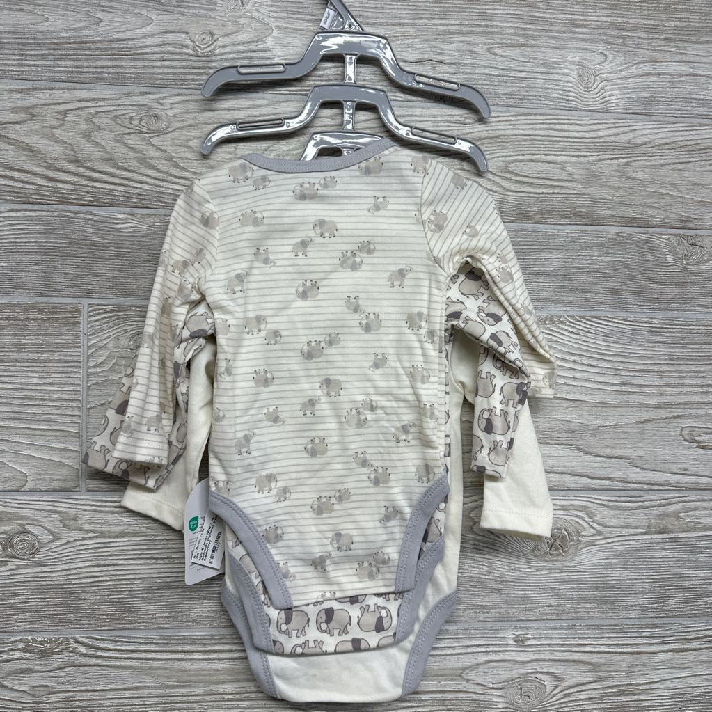 NEW 3 Pk Bodysuits Elephants 3-6M