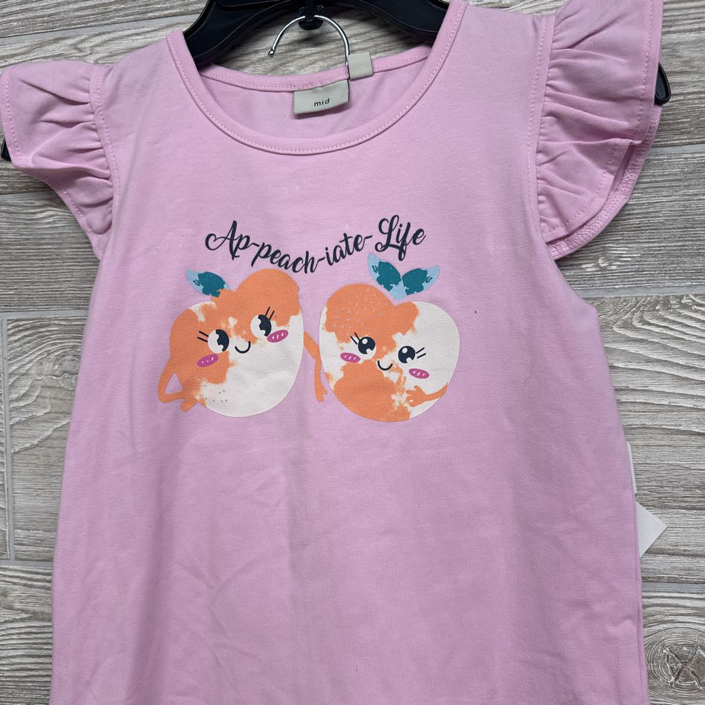 NEW Flutter Sleeve Shirt Ap-peach-iate Life & Ribbed Shorts 6x