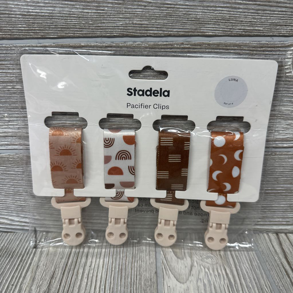 NEW 4 Pk Pacifier Clips Suns & Lines