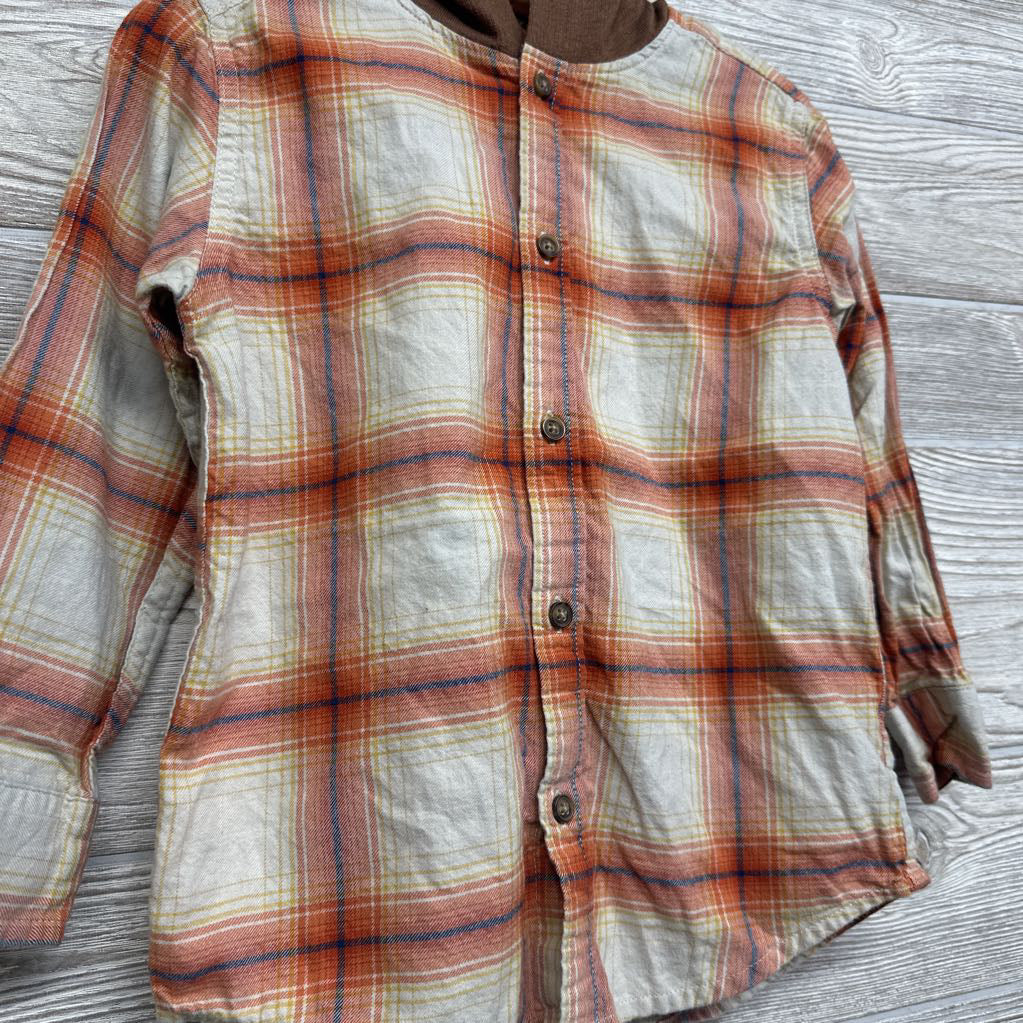Plaid Button Up Shirt W/ Hood 4t