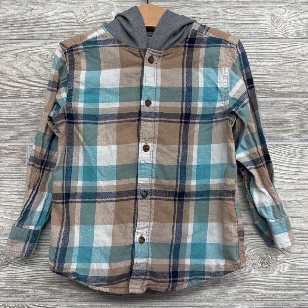 Plaid Button Up Shirt W/ Hood 4t