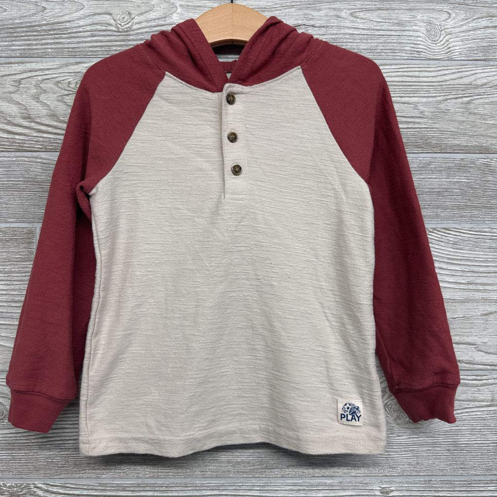 Henley LS Shirt W/ Hood 4t