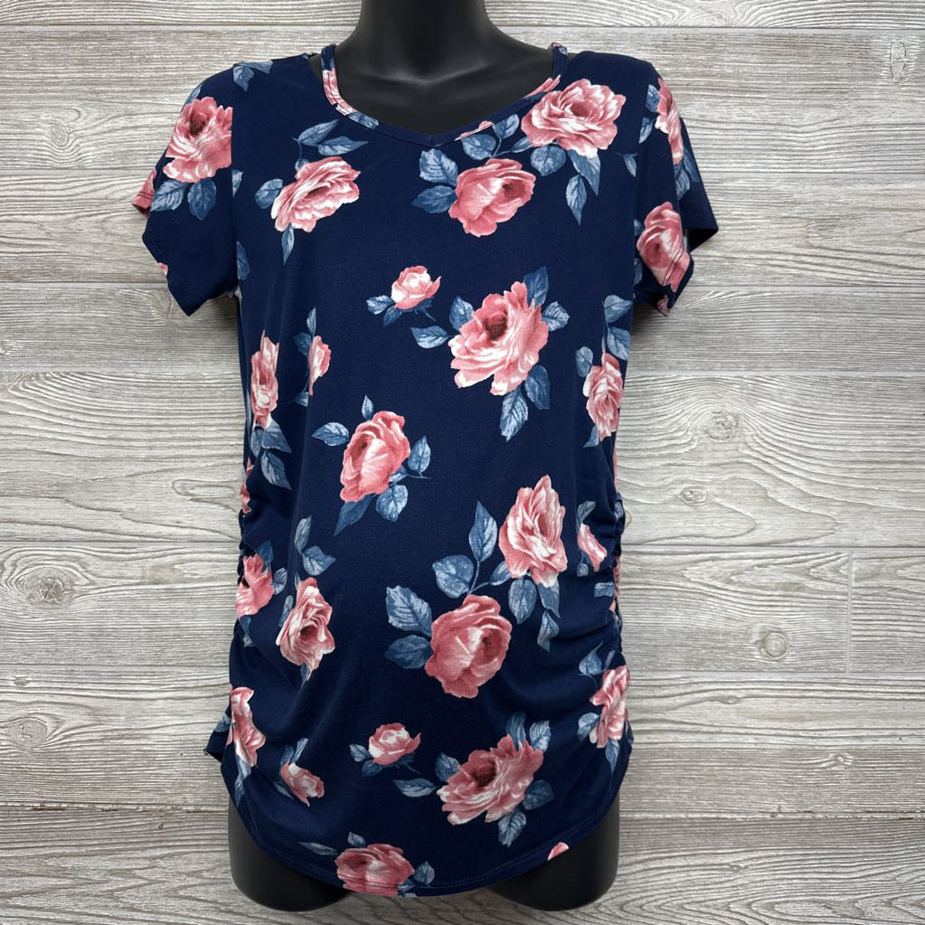 Ruched Shirt Flowers Med