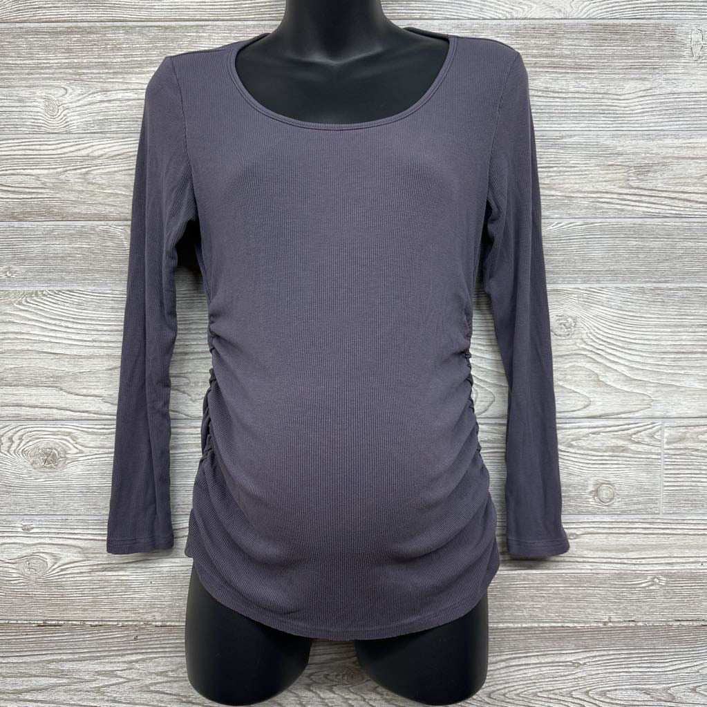 Ruched Ribbed LS Shirt Med